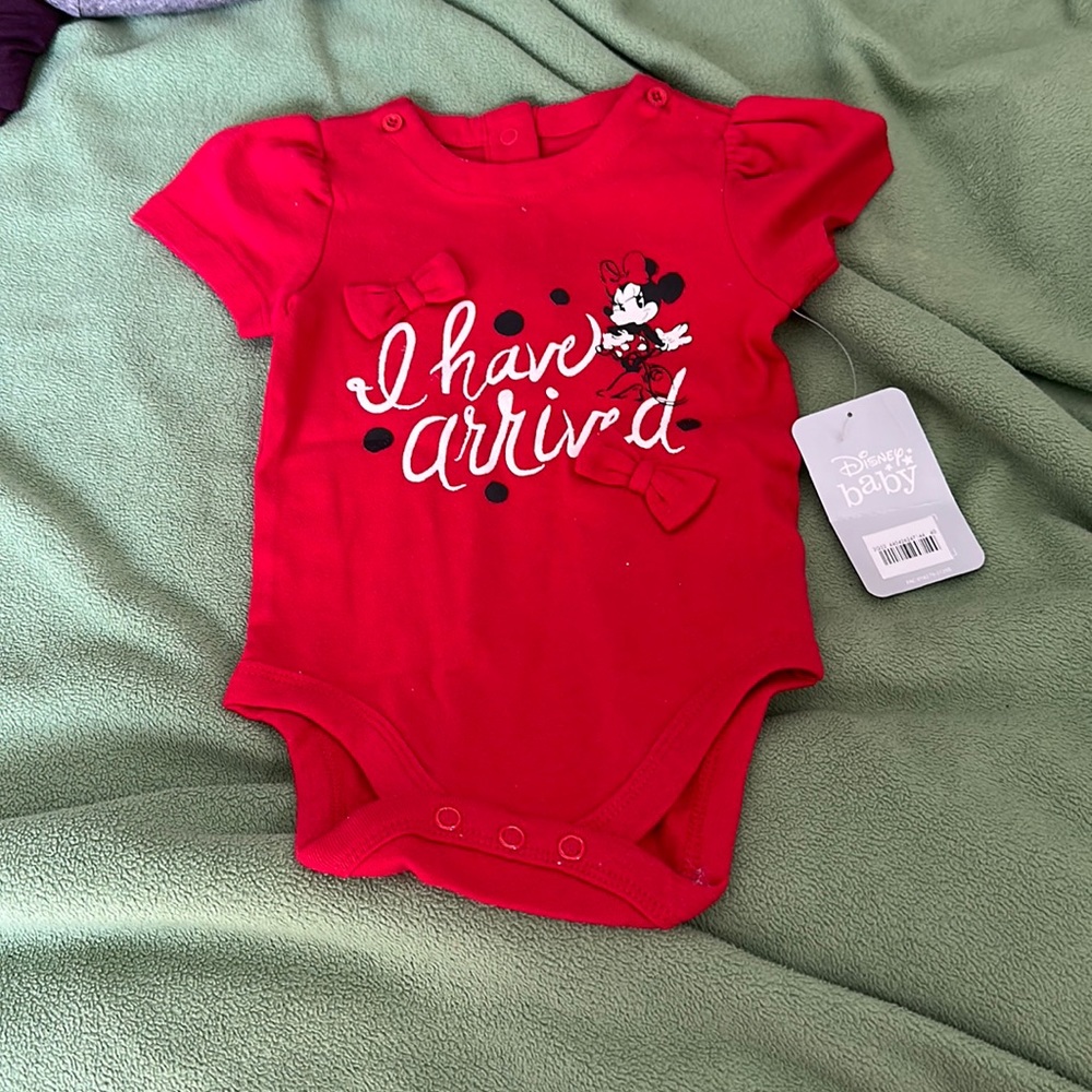 NWT Disney baby. Minnie Mouse I have arrived onesie